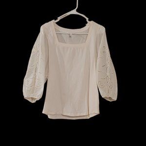 NWOT White Square Neck top with cut out detail on sleeves